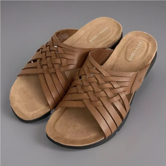 Easy Spirit Women's Tan Slip On Sandals NWOT Size 7W - Picture 4 of 5